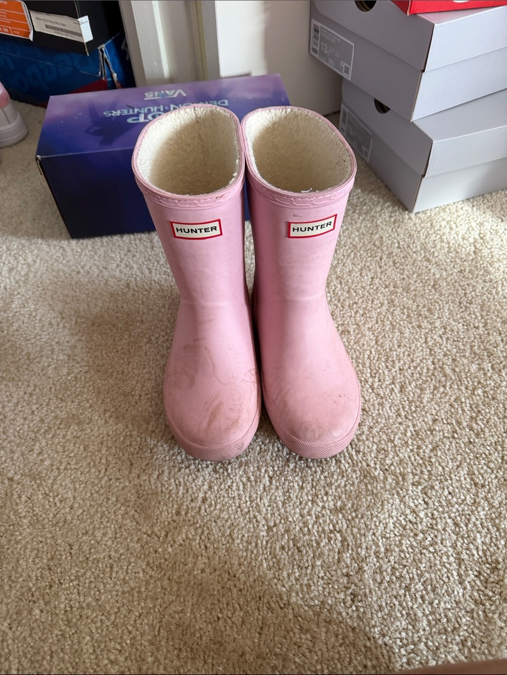 Hunter Pink Kids' Waterproof Rubber Rain Boots